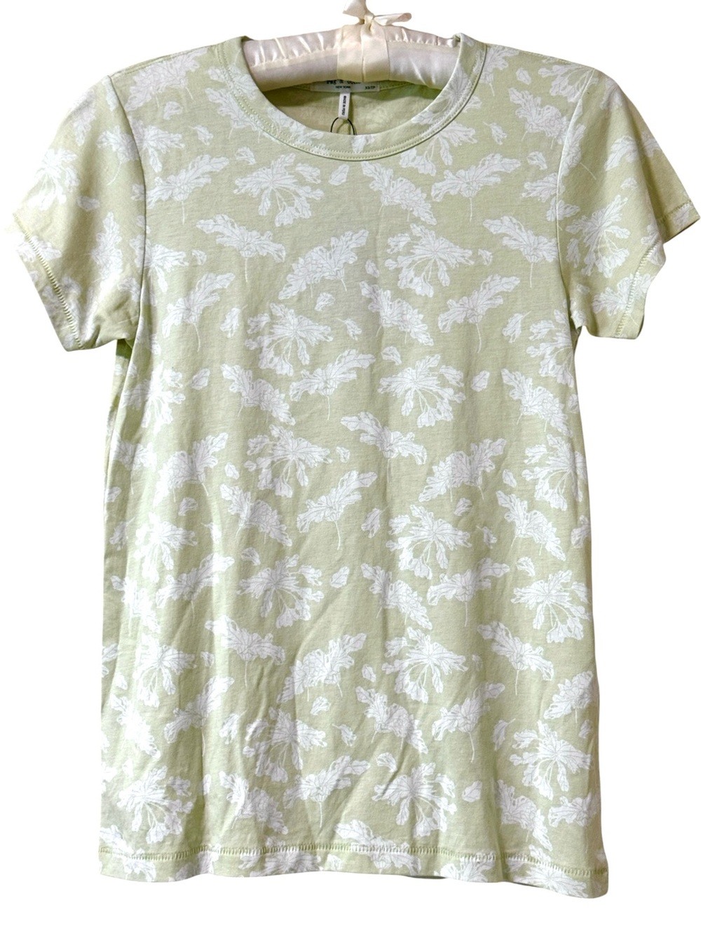 rag & bone All Over Summer Leaf Light Green Floral Print Tee Size XS